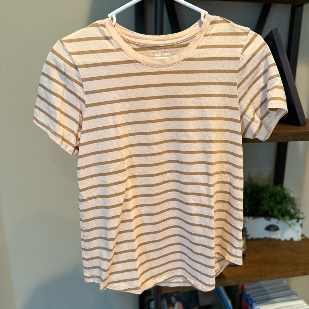 Old Navy Pink and Tan Striped Shirt
